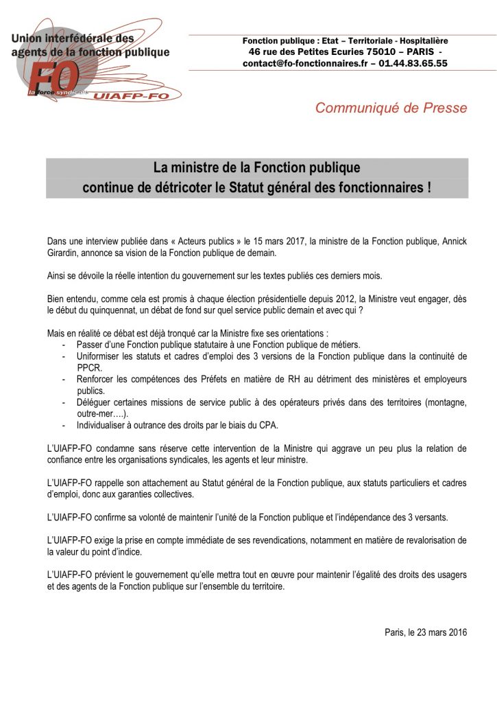 La Ministre De La Fonction Publique Continue De Detricoter Le