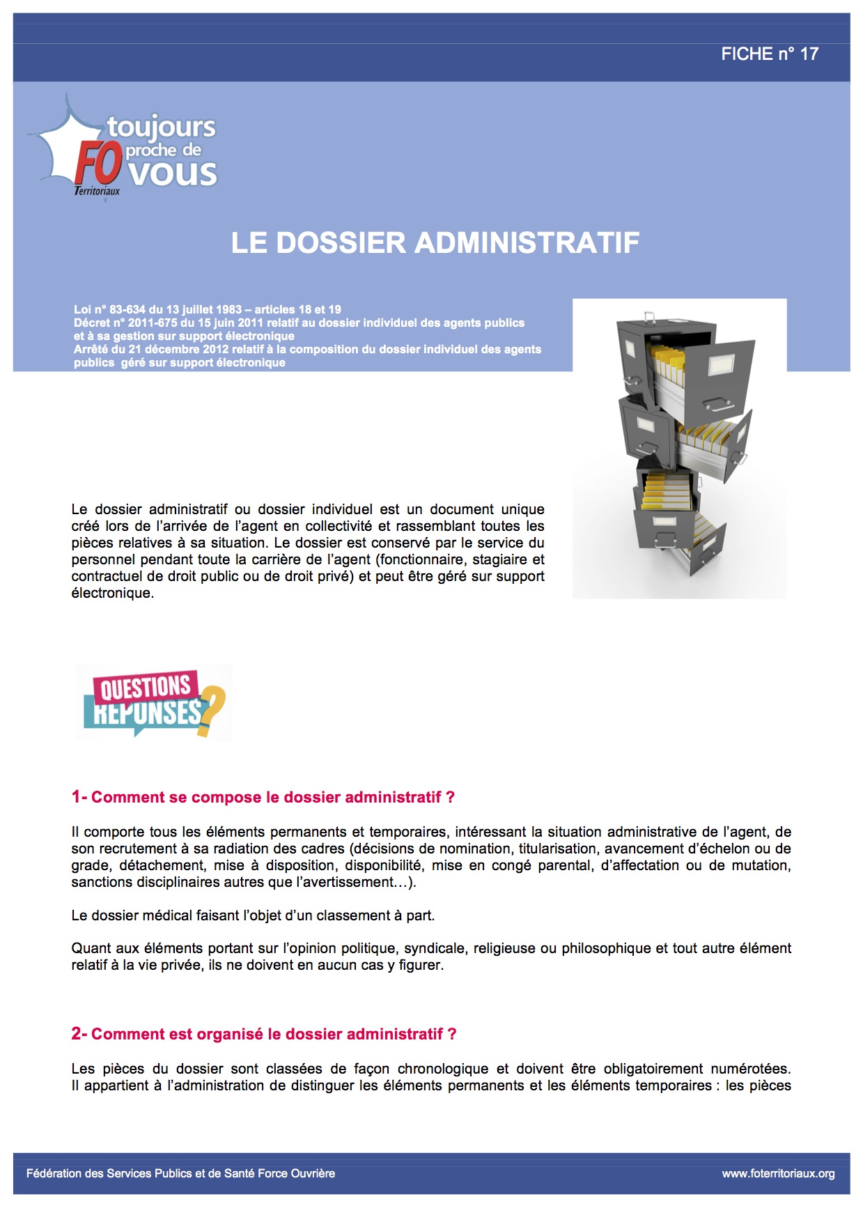 Votre dossier administratif FO Territoriaux 42