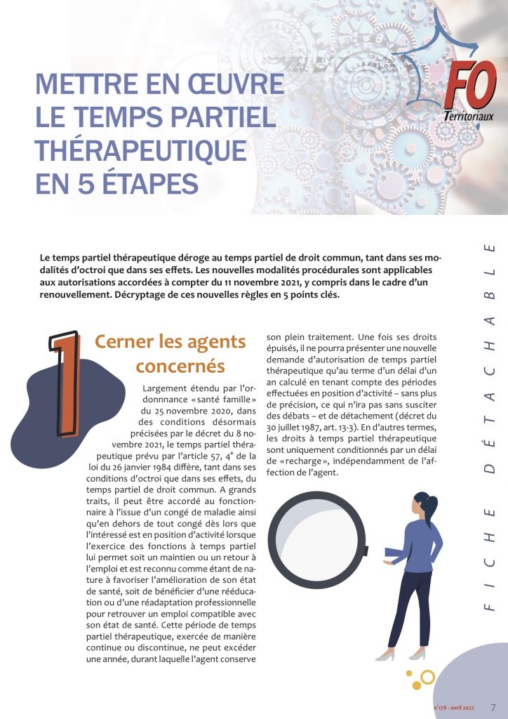 METTRE EN ŒUVRE LE TEMPS PARTIEL THÉRAPEUTIQUE EN 5 ÉTAPES FO
